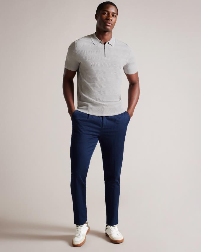 Koszulka Polo Męskie Ted Baker Short Sleeve Textured Szare Polska | PL-LUAGI4387