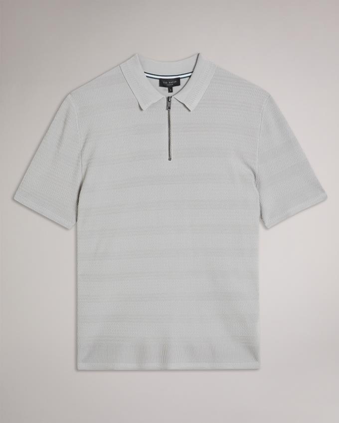 Koszulka Polo Męskie Ted Baker Short Sleeve Textured Szare Polska | PL-LUAGI4387