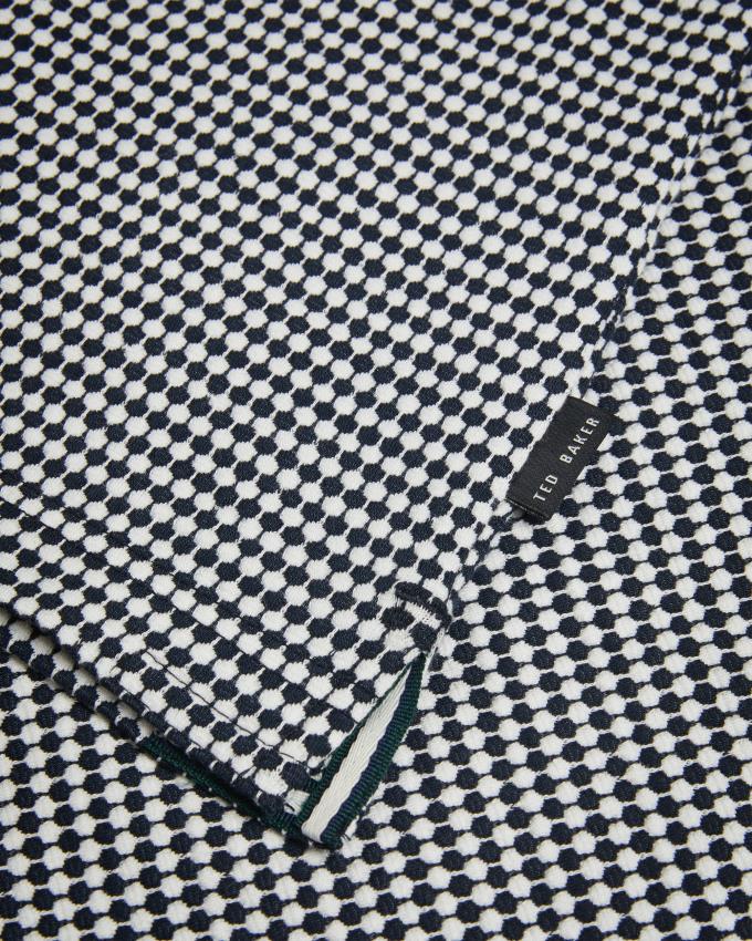 Koszulka Polo Męskie Ted Baker Short Sleeve Textured Zip Granatowe Polska | PL-YXIVF6450