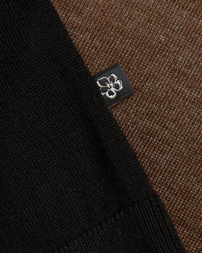 Koszulka Polo Męskie Ted Baker Short Sleeve Wool Zip Brązowe Polska | PL-PFWJY6972