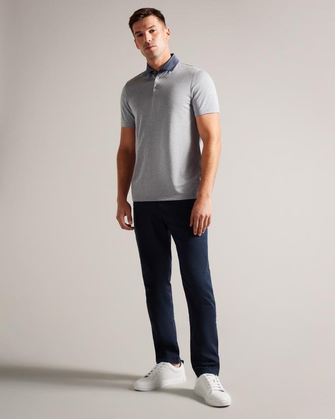Koszulka Polo Męskie Ted Baker Short Sleeve Woven Collar Granatowe Polska | PL-WYSET4780
