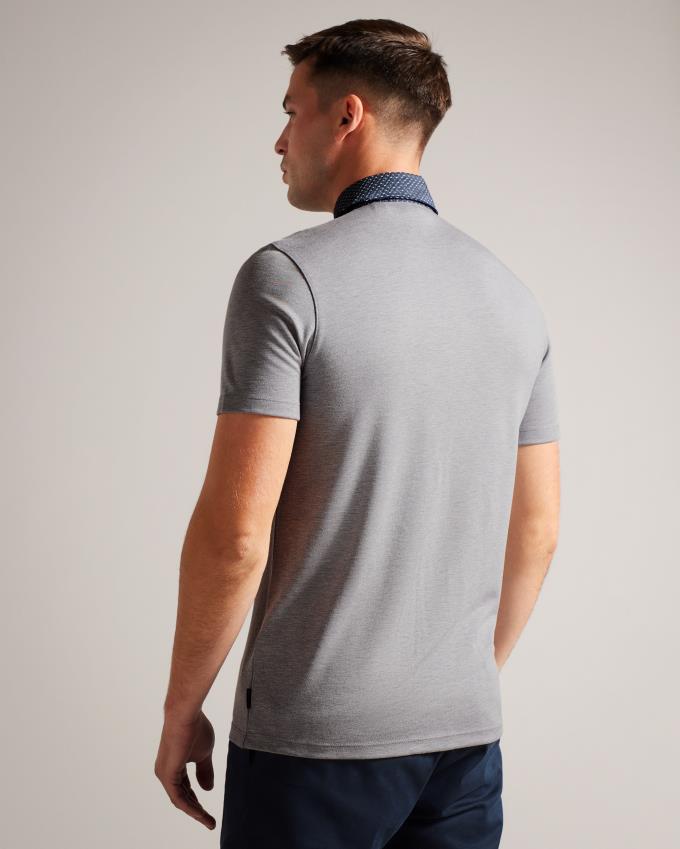 Koszulka Polo Męskie Ted Baker Short Sleeve Woven Collar Granatowe Polska | PL-WYSET4780