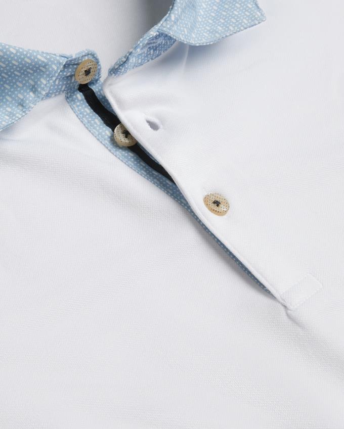 Koszulka Polo Męskie Ted Baker Short Sleeve Woven Collar Białe Polska | PL-GFTLK6804