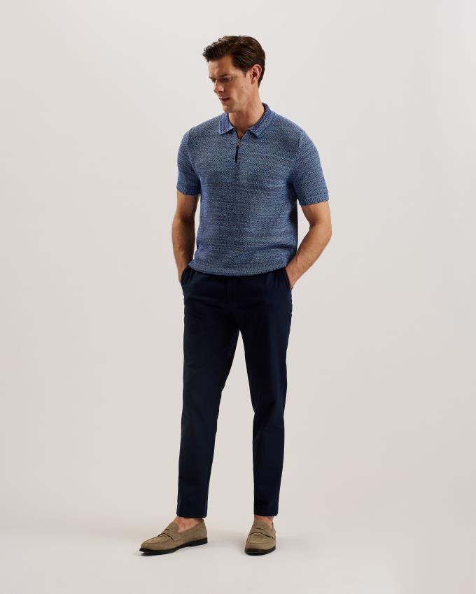 Koszulka Polo Męskie Ted Baker Short Sleeve Zip Niebieskie Polska | PL-CEXGU5701