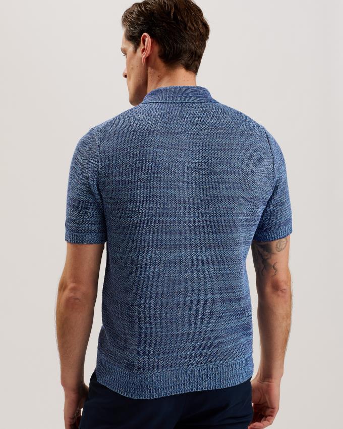Koszulka Polo Męskie Ted Baker Short Sleeve Zip Niebieskie Polska | PL-CEXGU5701