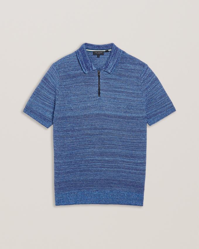 Koszulka Polo Męskie Ted Baker Short Sleeve Zip Niebieskie Polska | PL-CEXGU5701