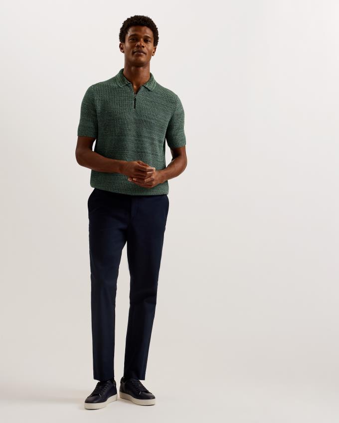 Koszulka Polo Męskie Ted Baker Short Sleeve Zip Oliwkowe Polska | PL-GUTXD8560