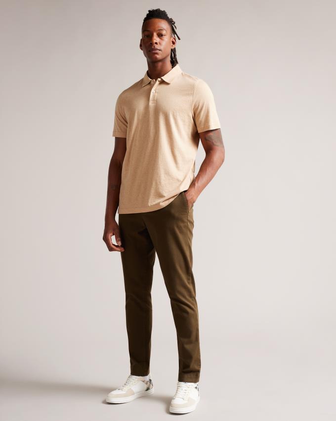Koszulka Polo Męskie Ted Baker Short Sleeve Cashmere Blend Brązowe Polska | PL-PZCQO5692