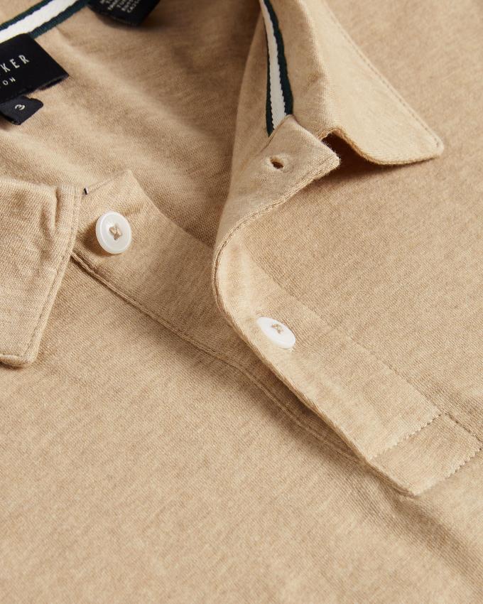 Koszulka Polo Męskie Ted Baker Short Sleeve Cashmere Blend Brązowe Polska | PL-PZCQO5692