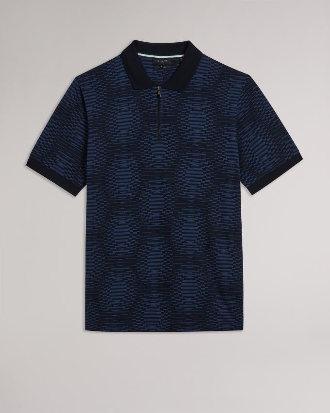 Koszulka Polo Męskie Ted Baker Short Sleeve Jacquard Spot Granatowe Polska | PL-QSWOR5971