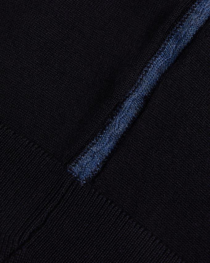 Koszulka Polo Męskie Ted Baker Short Sleeve Merino Wool Zip Granatowe Polska | PL-WLVNR3108
