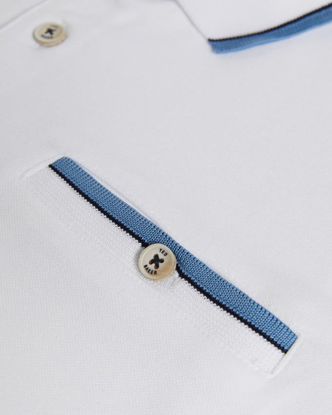 Koszulka Polo Męskie Ted Baker Short Sleeve Białe Polska | PL-NCYFD3640