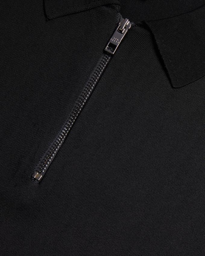 Koszulka Polo Męskie Ted Baker Short Sleeve Rayon Zip Czarne Polska | PL-EAXUR3846