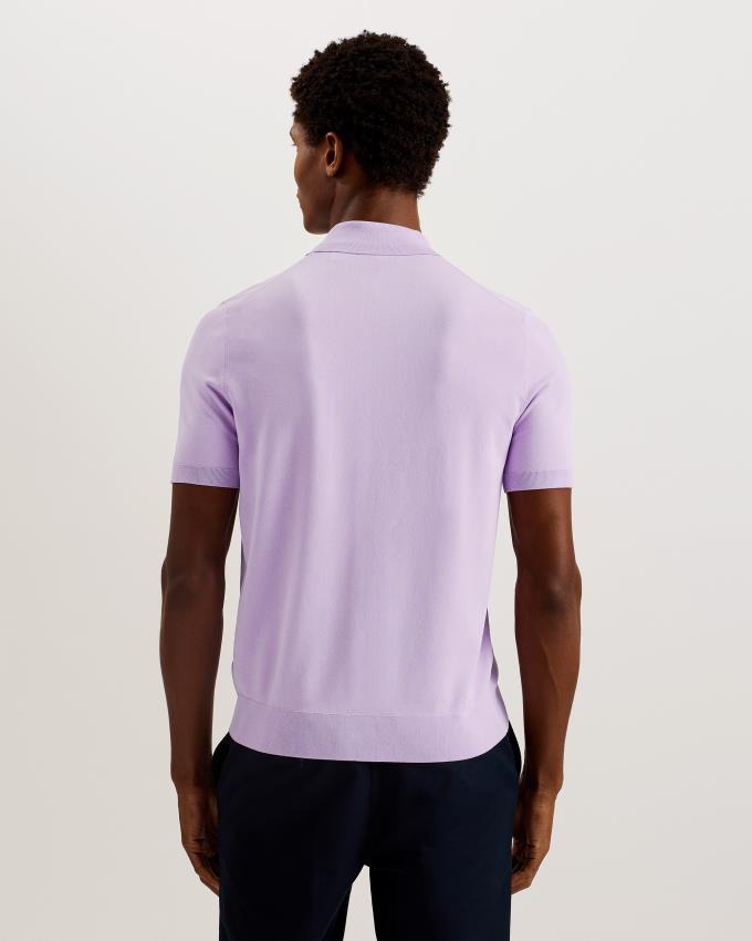 Koszulka Polo Męskie Ted Baker Short Sleeve Rayon Zip Fioletowe Polska | PL-TNGKY4695