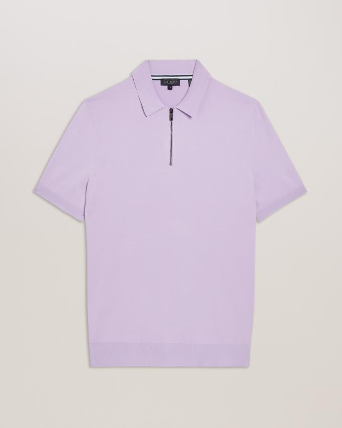 Koszulka Polo Męskie Ted Baker Short Sleeve Rayon Zip Fioletowe Polska | PL-TNGKY4695