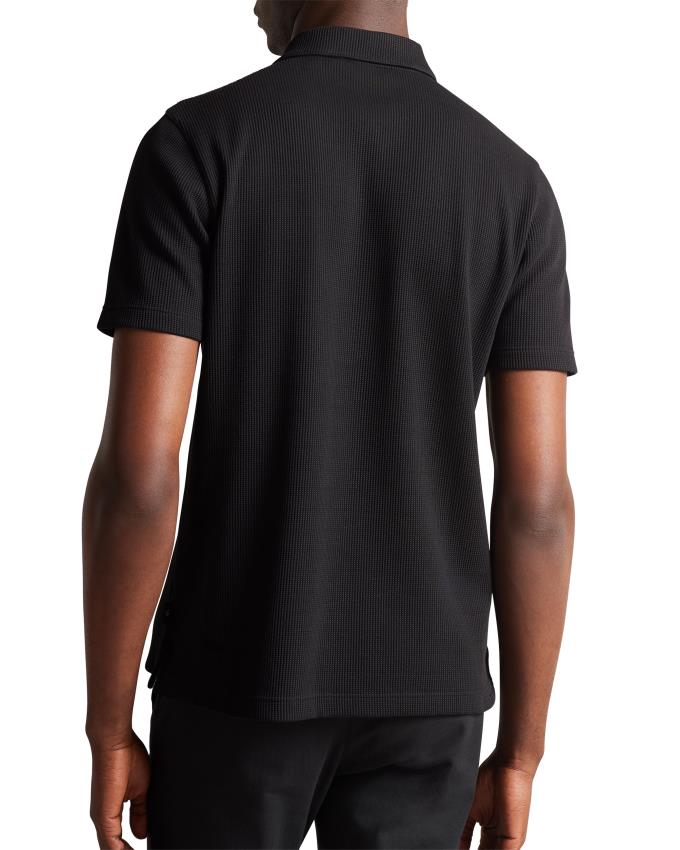 Koszulka Polo Męskie Ted Baker Short Sleeve Regular Fit Textured Czarne Polska | PL-YSLMI4158