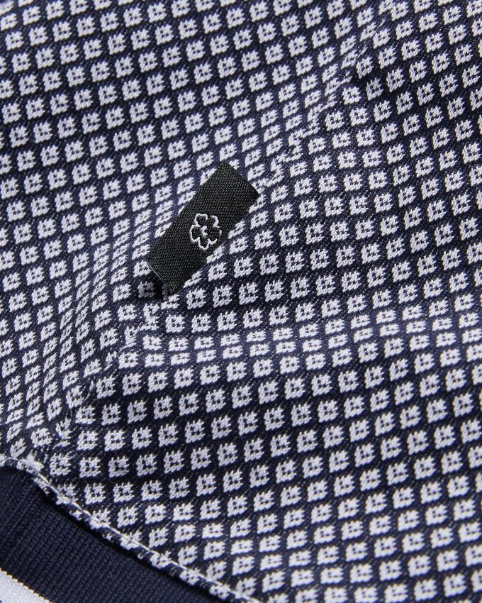 Koszulka Polo Męskie Ted Baker Short Sleeve Regular Geo Textured Granatowe Polska | PL-FZLHC6713