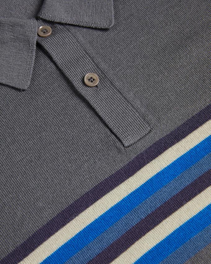 Koszulka Polo Męskie Ted Baker Striped Wool Niebieskie Polska | PL-OEBDQ6845