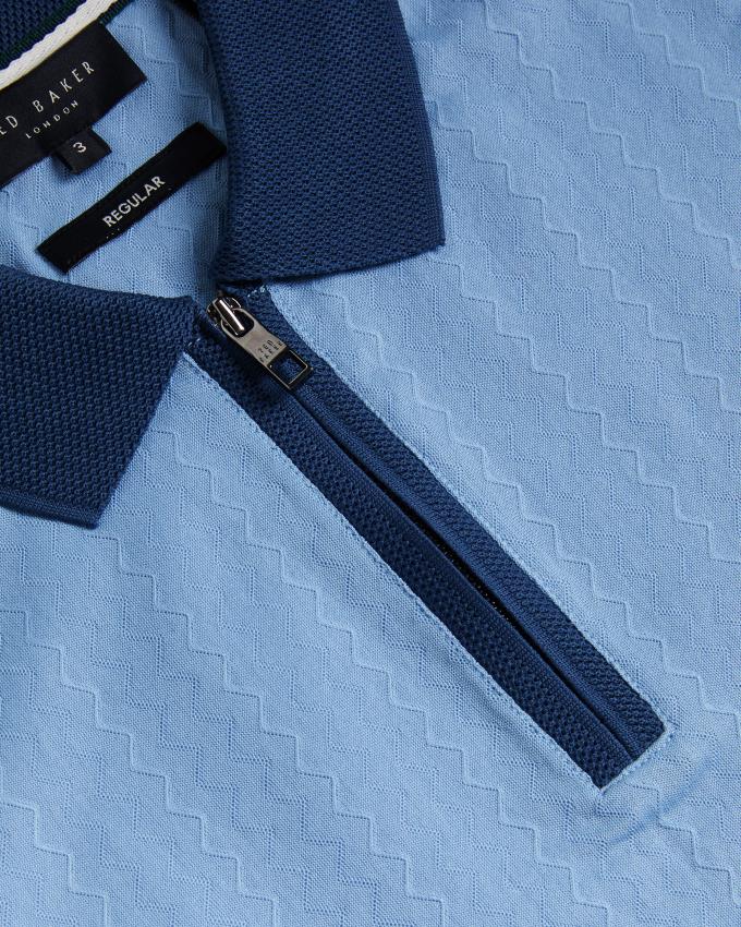 Koszulka Polo Męskie Ted Baker Textured Knit Contrast Trim Niebieskie Polska | PL-SVBDP2413