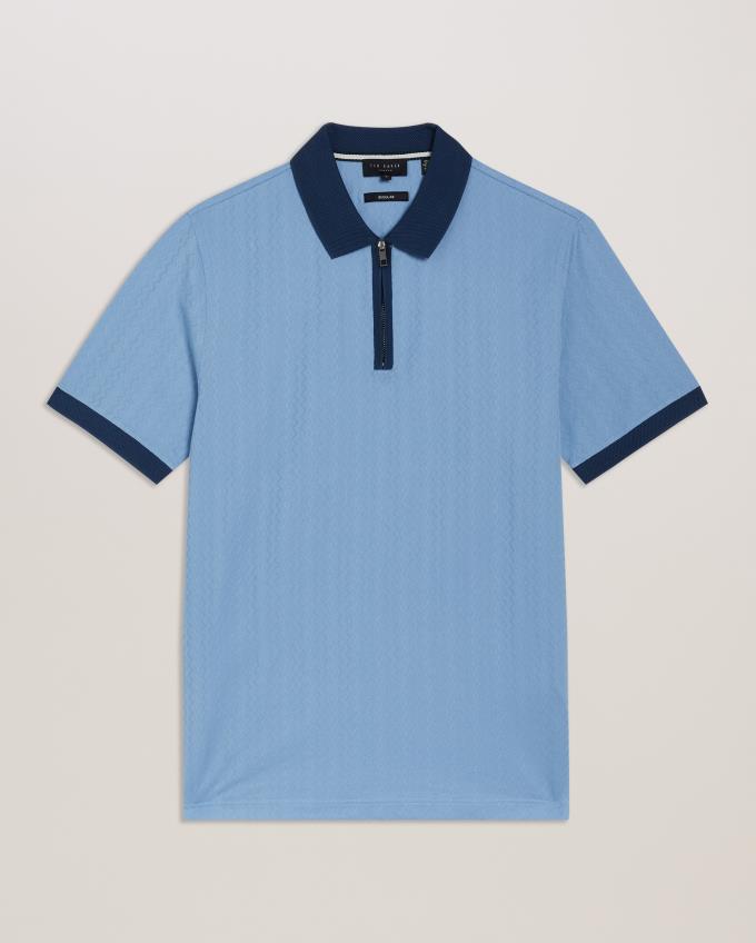 Koszulka Polo Męskie Ted Baker Textured Knit Contrast Trim Niebieskie Polska | PL-SVBDP2413