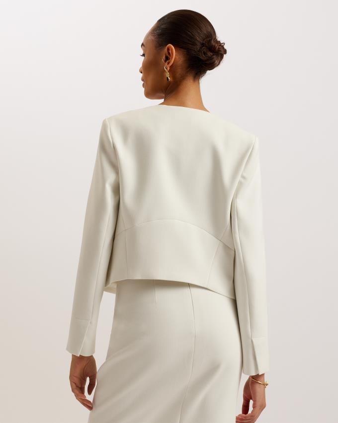 Kurtka Damskie Ted Baker Cropped Tailored Open Białe Polska | PL-XZKRE6420
