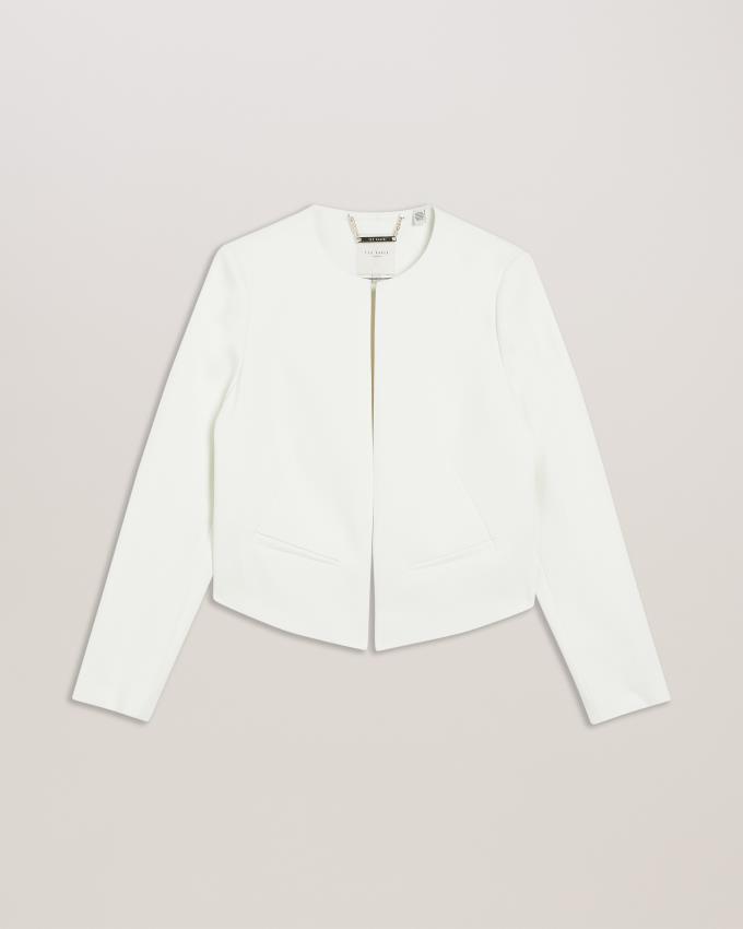 Kurtka Damskie Ted Baker Cropped Tailored Open Białe Polska | PL-XZKRE6420