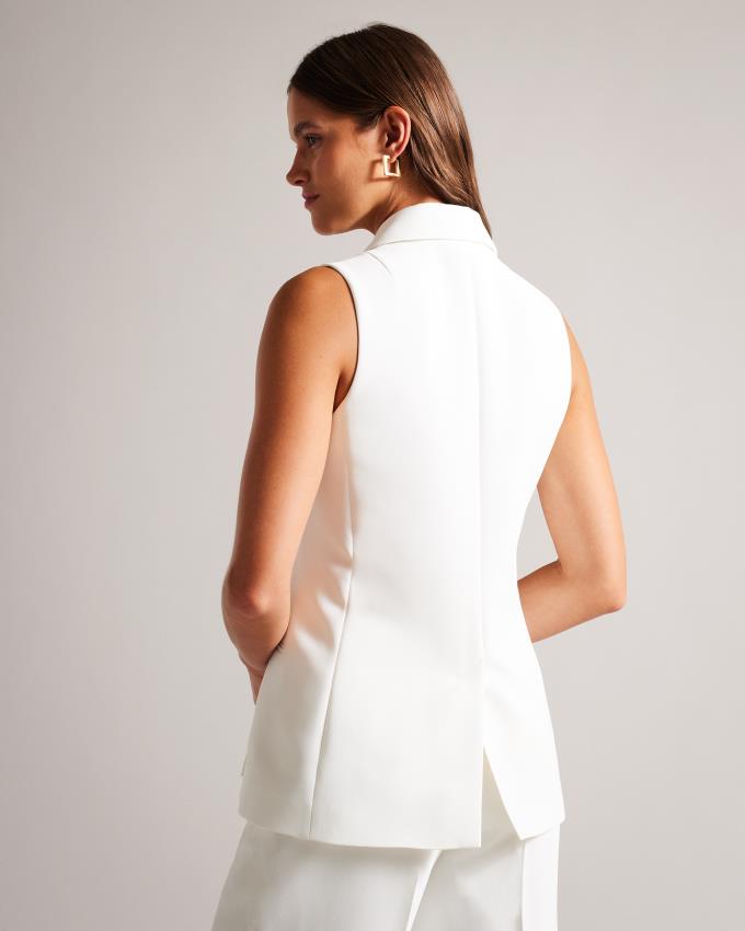 Kurtka Damskie Ted Baker Sleeveless Double Breasted Białe Polska | PL-FTWSV5162