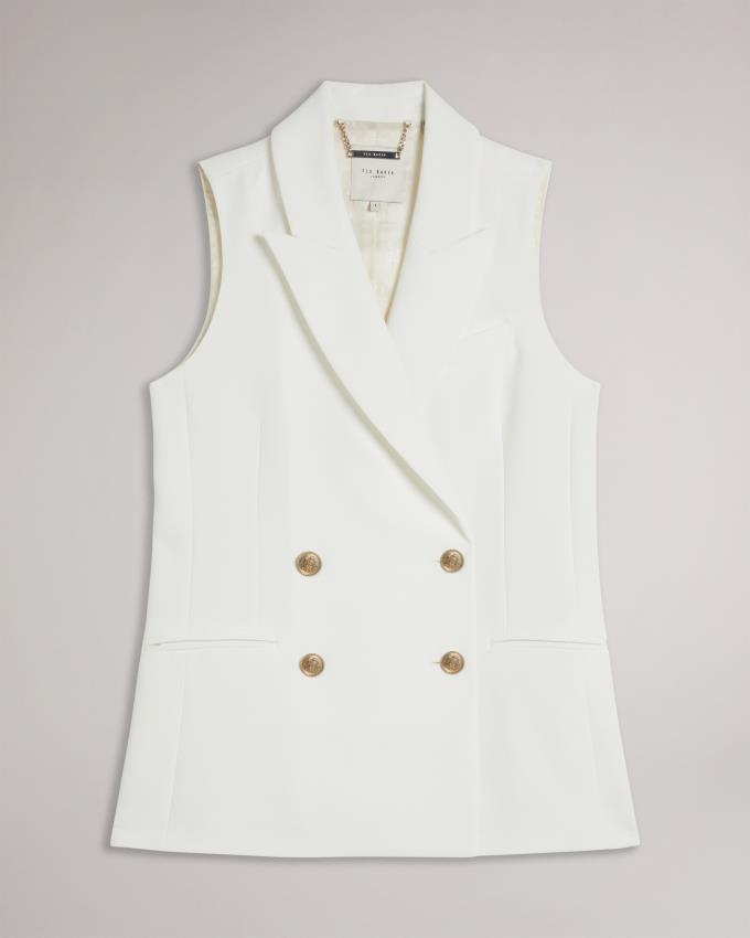 Kurtka Damskie Ted Baker Sleeveless Double Breasted Białe Polska | PL-FTWSV5162