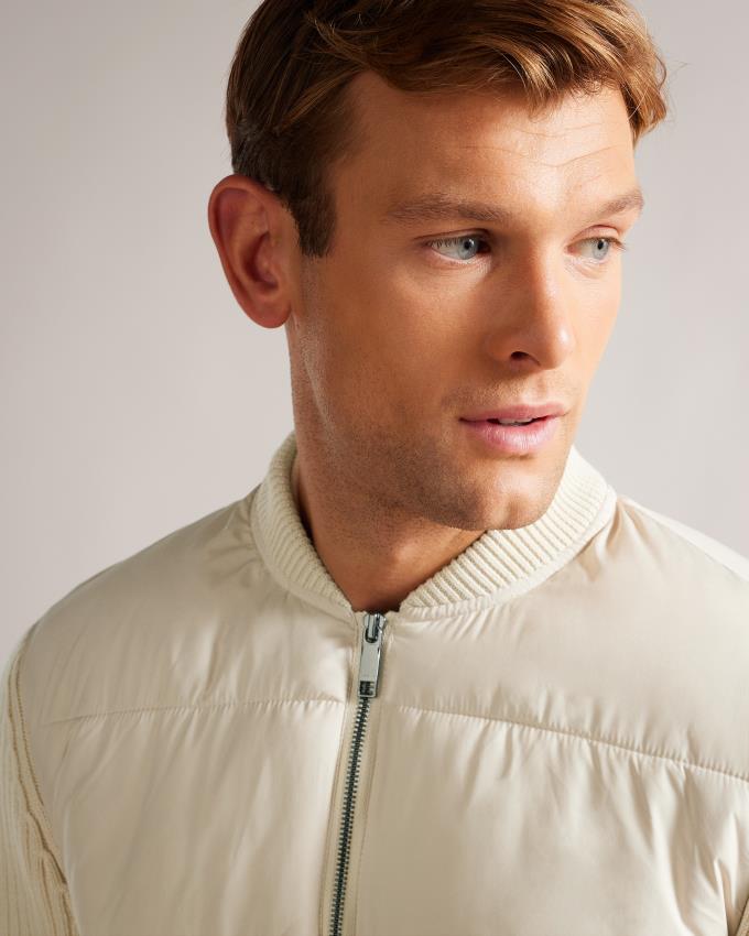 Kurtka Męskie Ted Baker Long Sleeve Wadded Zip Through Beżowe Polska | PL-YUCXP8913