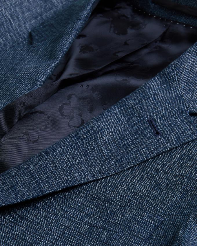 Kurtka Męskie Ted Baker Slim Fit Linen And Wool Suit Granatowe Polska | PL-TQNRD6793