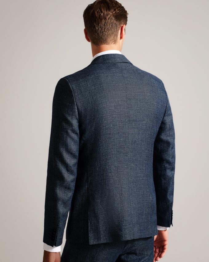 Kurtka Męskie Ted Baker Slim Fit Linen And Wool Suit Granatowe Polska | PL-TQNRD6793