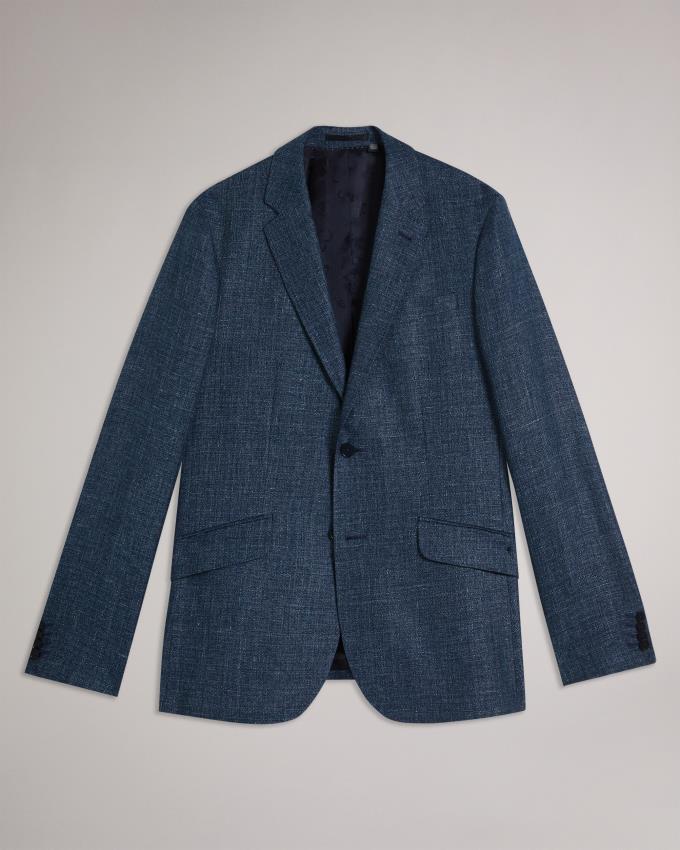 Kurtka Męskie Ted Baker Slim Fit Linen And Wool Suit Granatowe Polska | PL-TQNRD6793