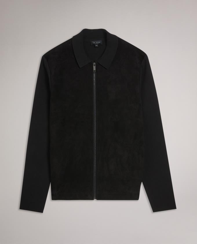 Kurtka Męskie Ted Baker Suede Front Czarne Polska | PL-LCNSR8167