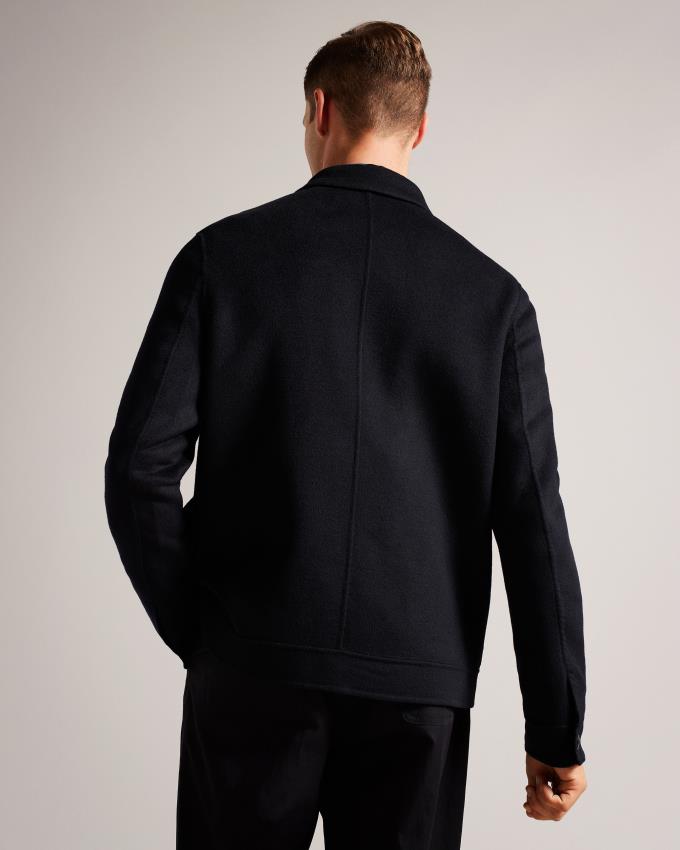 Kurtka Męskie Ted Baker Wool Blend Collared Granatowe Polska | PL-WKXIU2138