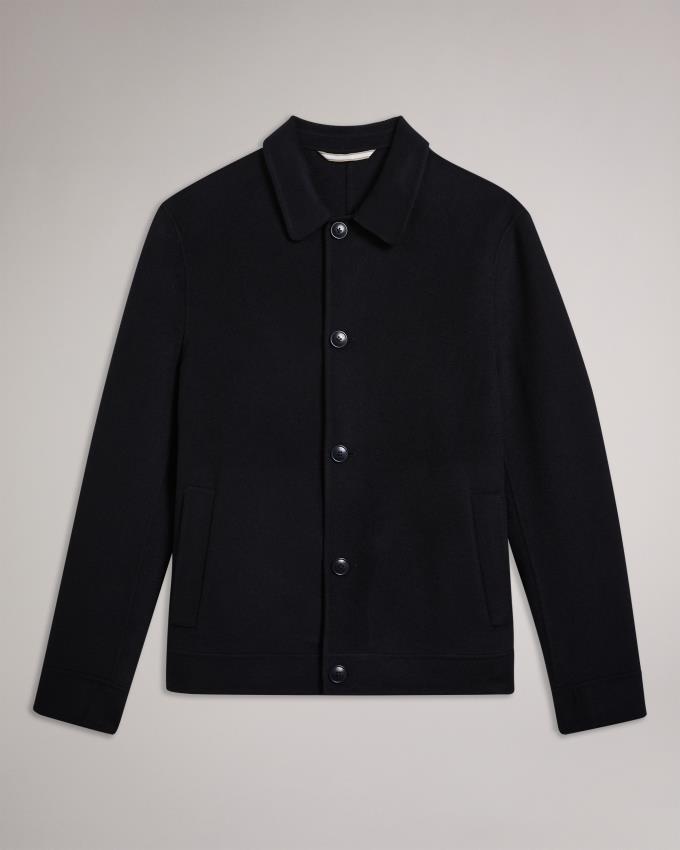 Kurtka Męskie Ted Baker Wool Blend Collared Granatowe Polska | PL-WKXIU2138