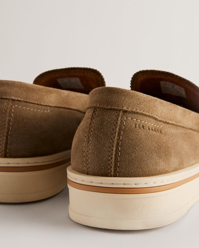 Loafersy Męskie Ted Baker Suede Slip On Chunky Khaki Polska | PL-XZSGA1273