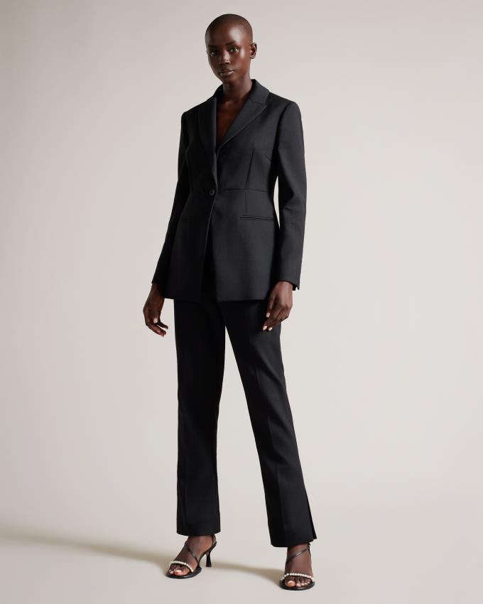 Marynarka Damskie Ted Baker Longline Single Breasted Czarne Polska | PL-QUHNM9840