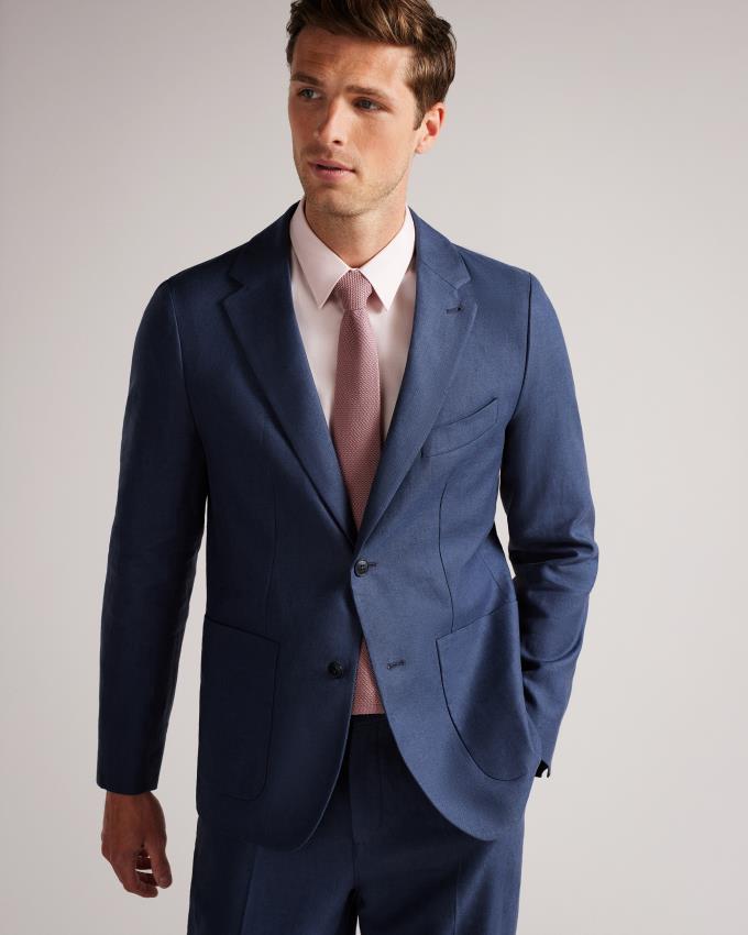 Marynarka Męskie Ted Baker Slim Fit Linen Granatowe Polska | PL-LSYAJ6482