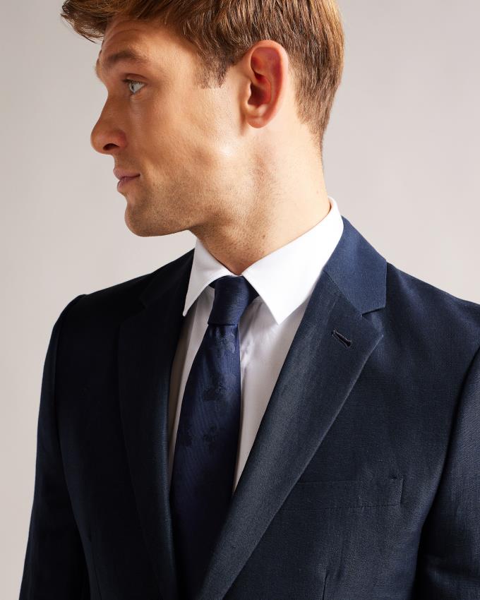 Marynarka Męskie Ted Baker Wool And Linen Granatowe Polska | PL-HMRXC8157