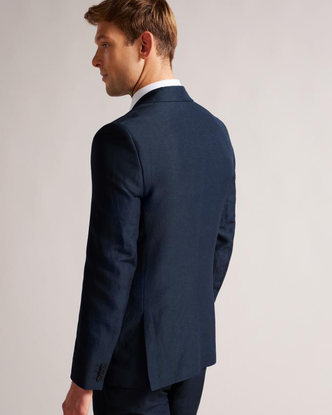 Marynarka Męskie Ted Baker Wool And Linen Granatowe Polska | PL-HMRXC8157