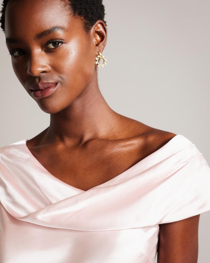 Najfatalniejszy Damskie Ted Baker Asymmetric Cowl Satin Głęboka Beżowe Polska | PL-OMYDG3829