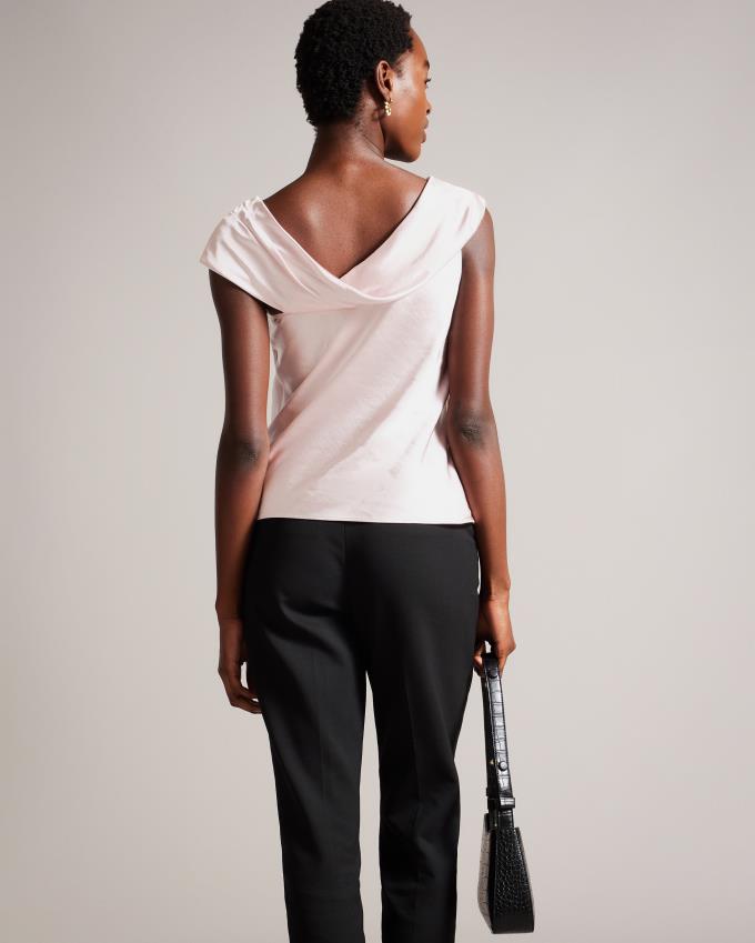 Najfatalniejszy Damskie Ted Baker Asymmetric Cowl Satin Głęboka Beżowe Polska | PL-OMYDG3829
