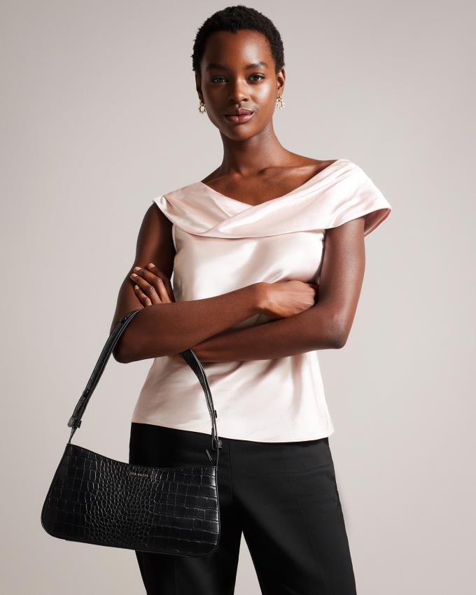 Najfatalniejszy Damskie Ted Baker Asymmetric Cowl Satin Głęboka Beżowe Polska | PL-OMYDG3829