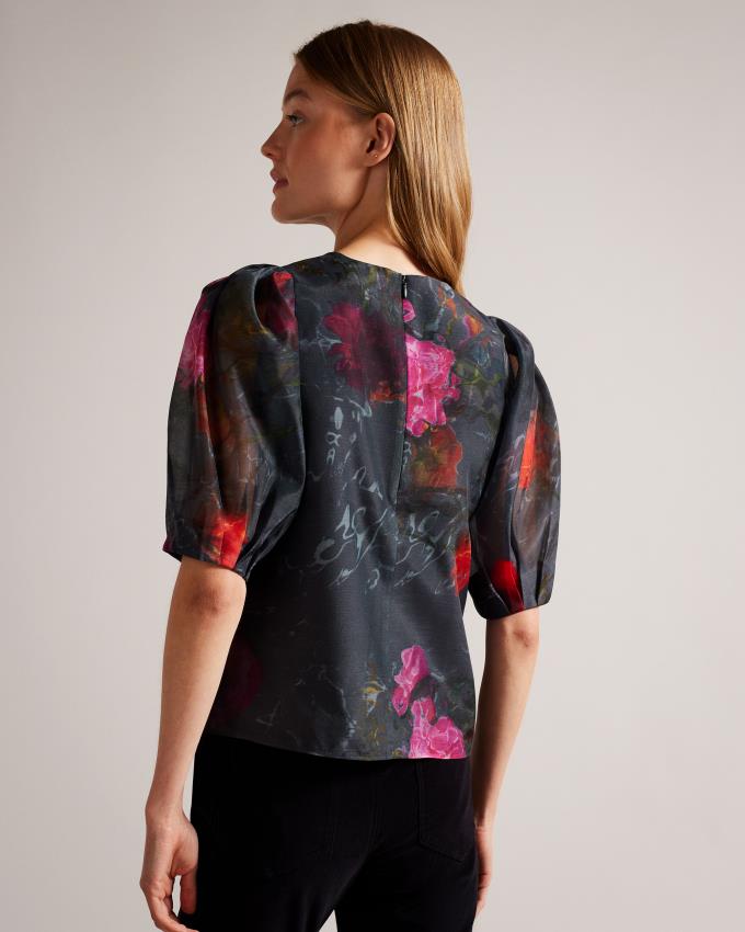 Najfatalniejszy Damskie Ted Baker Boxy Cropped with Puff Sleeve Czarne Polska | PL-DCXFS7596