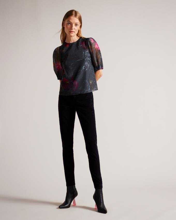 Najfatalniejszy Damskie Ted Baker Boxy Cropped with Puff Sleeve Czarne Polska | PL-DCXFS7596
