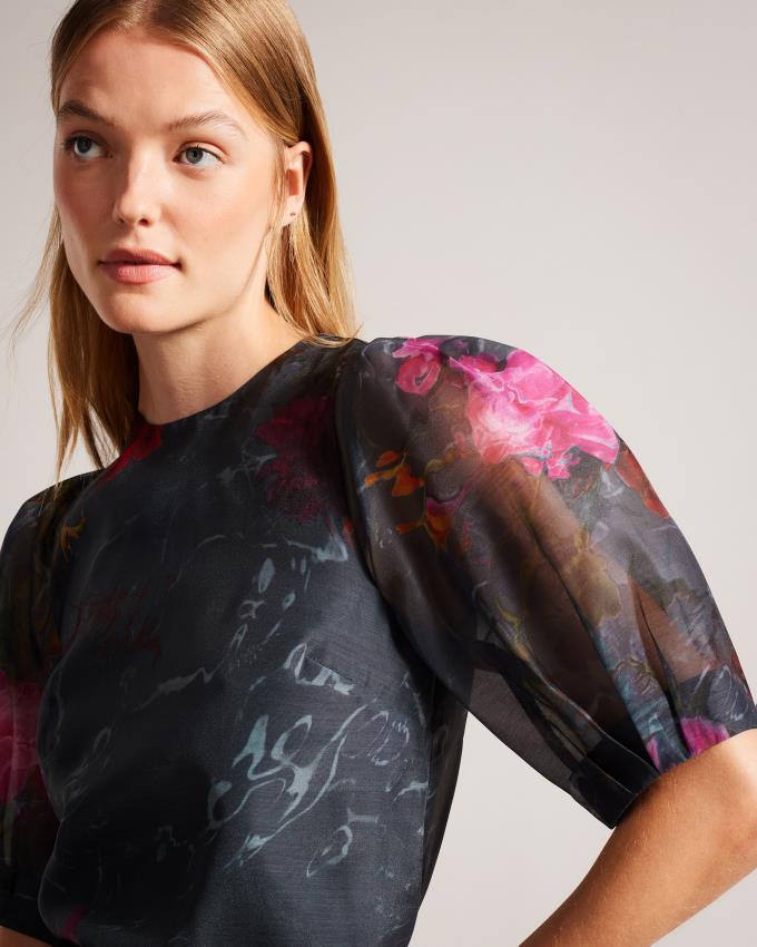 Najfatalniejszy Damskie Ted Baker Boxy Cropped with Puff Sleeve Czarne Polska | PL-DCXFS7596