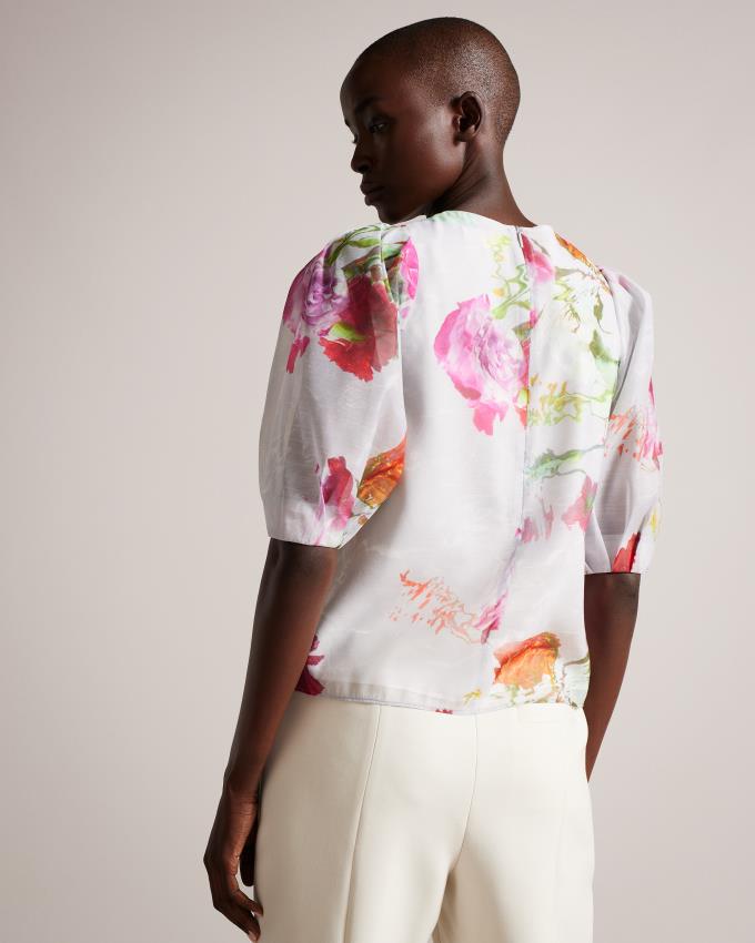 Najfatalniejszy Damskie Ted Baker Boxy Cropped with Puff Sleeve Białe Polska | PL-QUNBA9378