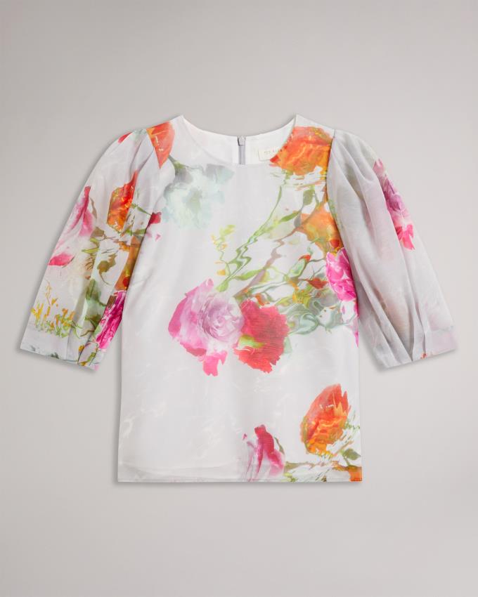 Najfatalniejszy Damskie Ted Baker Boxy Cropped with Puff Sleeve Białe Polska | PL-QUNBA9378