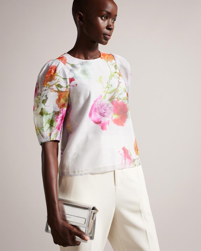 Najfatalniejszy Damskie Ted Baker Boxy Cropped with Puff Sleeve Białe Polska | PL-QUNBA9378