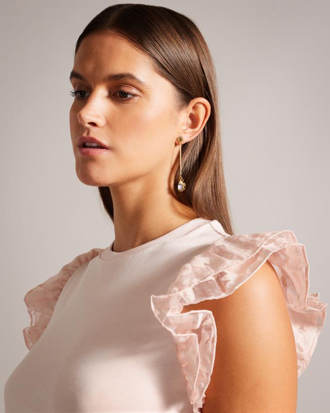 Najfatalniejszy Damskie Ted Baker Cotton With Frill Sleeve Różowe Polska | PL-HYCIB2810